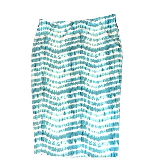 Vince Camuto Mosaic Seas Teal Stripe Ponte Skirt size Small NWOT - Picture 2 of 9